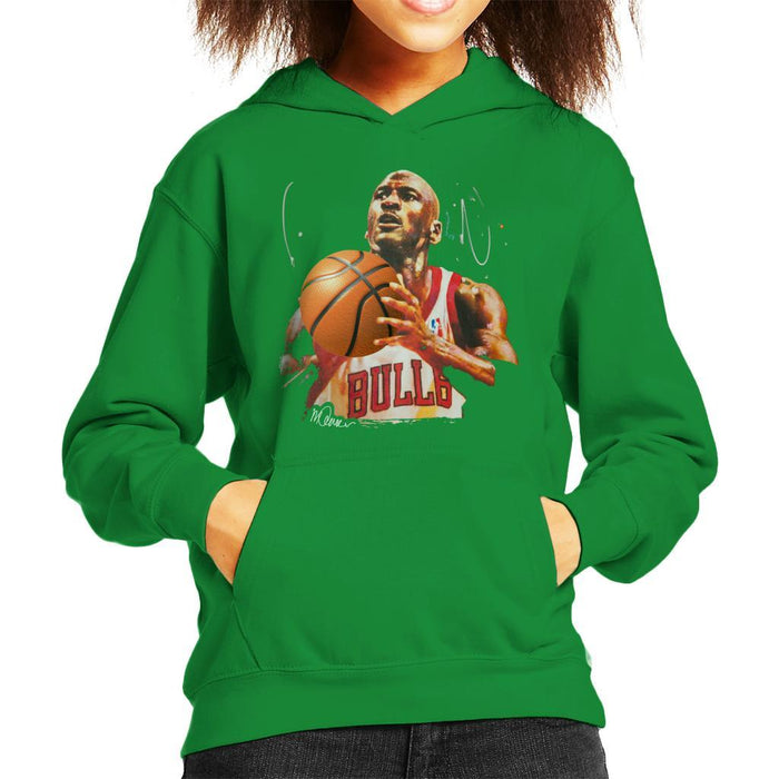 Sidney Maurer Original Portrait Of Michael Jordan Bulls White Jersey Kids Hooded Sweatshirt - Kids Boys Hooded Sweatshirt