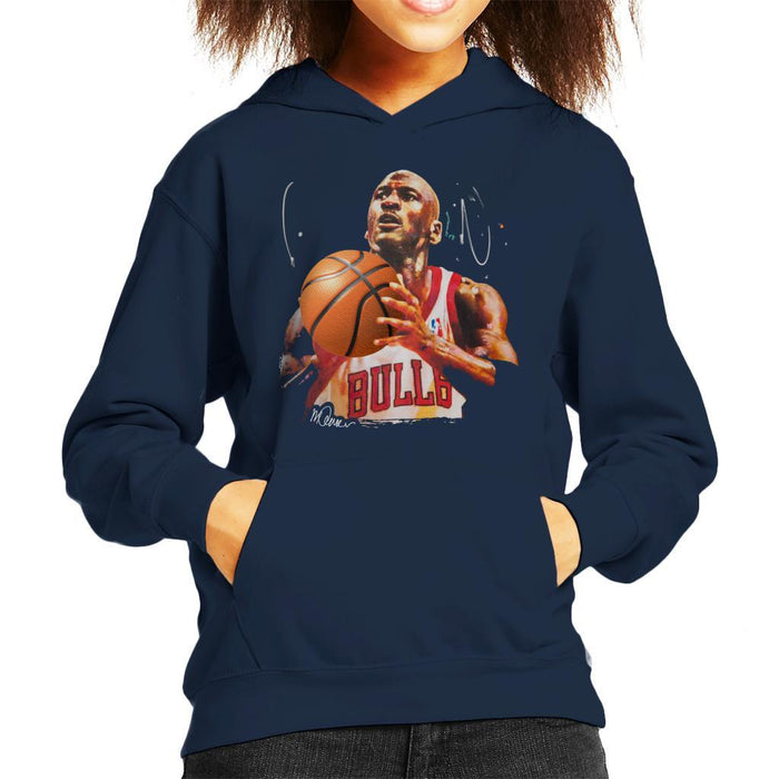 Sidney Maurer Original Portrait Of Michael Jordan Bulls White Jersey Kids Hooded Sweatshirt - Kids Boys Hooded Sweatshirt