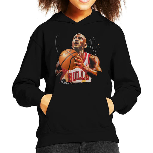 Sidney Maurer Original Portrait Of Michael Jordan Bulls White Jersey Kids Hooded Sweatshirt - Kids Boys Hooded Sweatshirt