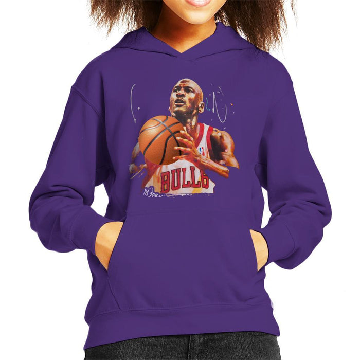 Sidney Maurer Original Portrait Of Michael Jordan Bulls White Jersey Kids Hooded Sweatshirt - Kids Boys Hooded Sweatshirt