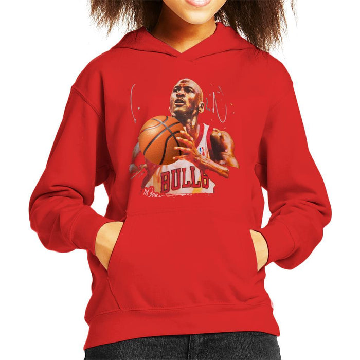 Sidney Maurer Original Portrait Of Michael Jordan Bulls White Jersey Kids Hooded Sweatshirt - Kids Boys Hooded Sweatshirt