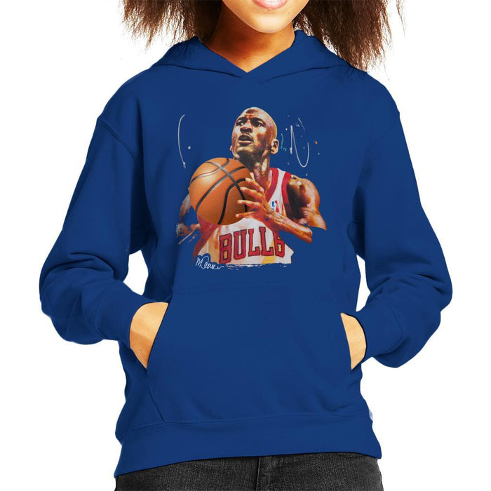 Sidney Maurer Original Portrait Of Michael Jordan Bulls White Jersey Kids Hooded Sweatshirt - Kids Boys Hooded Sweatshirt
