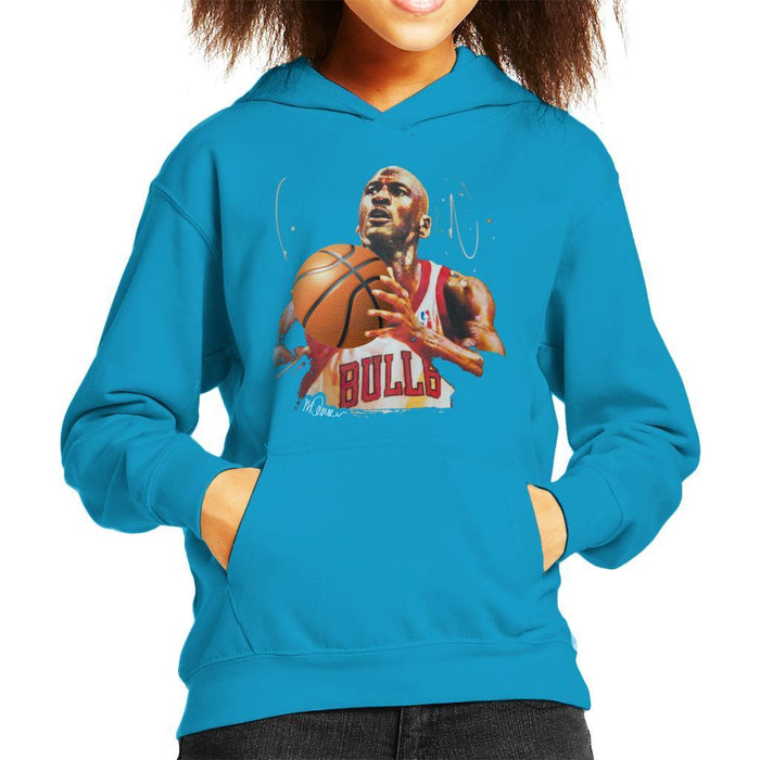 Sidney Maurer Original Portrait Of Michael Jordan Bulls White Jersey Kids Hooded Sweatshirt - Kids Boys Hooded Sweatshirt