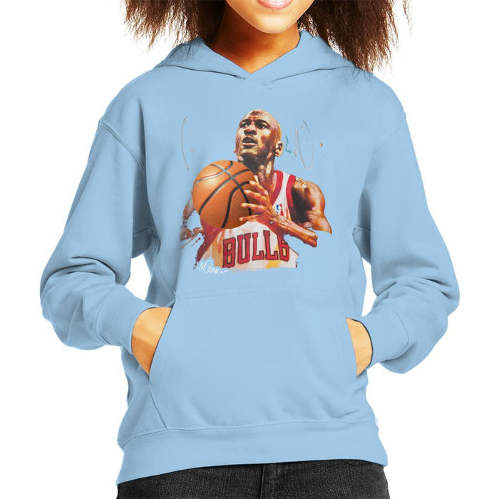 Sidney Maurer Original Portrait Of Michael Jordan Bulls White Jersey Kids Hooded Sweatshirt - Kids Boys Hooded Sweatshirt