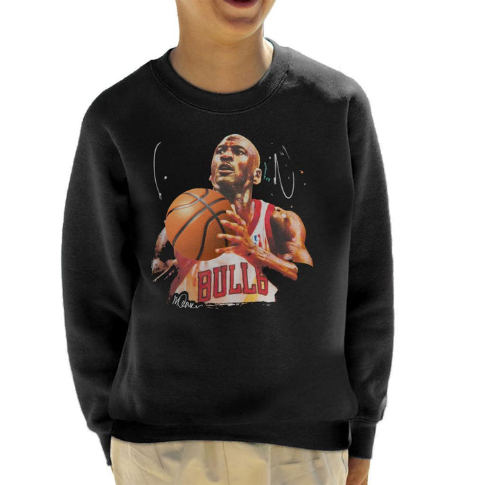 Sidney Maurer Original Portrait Of Michael Jordan Bulls White Jersey Kids Sweatshirt - Kids Boys Sweatshirt