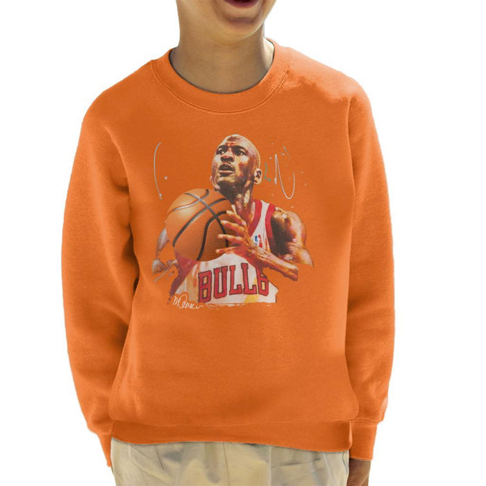 Sidney Maurer Original Portrait Of Michael Jordan Bulls White Jersey Kids Sweatshirt - Kids Boys Sweatshirt