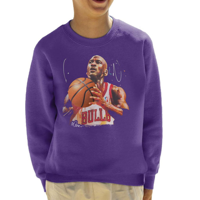 Sidney Maurer Original Portrait Of Michael Jordan Bulls White Jersey Kids Sweatshirt - Kids Boys Sweatshirt
