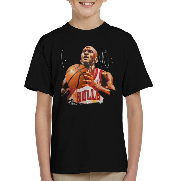 Sidney Maurer Original Portrait Of Michael Jordan Bulls White Jersey Kids T-Shirt - Kids Boys T-Shirt