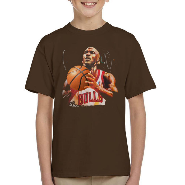 Sidney Maurer Original Portrait Of Michael Jordan Bulls White Jersey Kids T-Shirt - Kids Boys T-Shirt