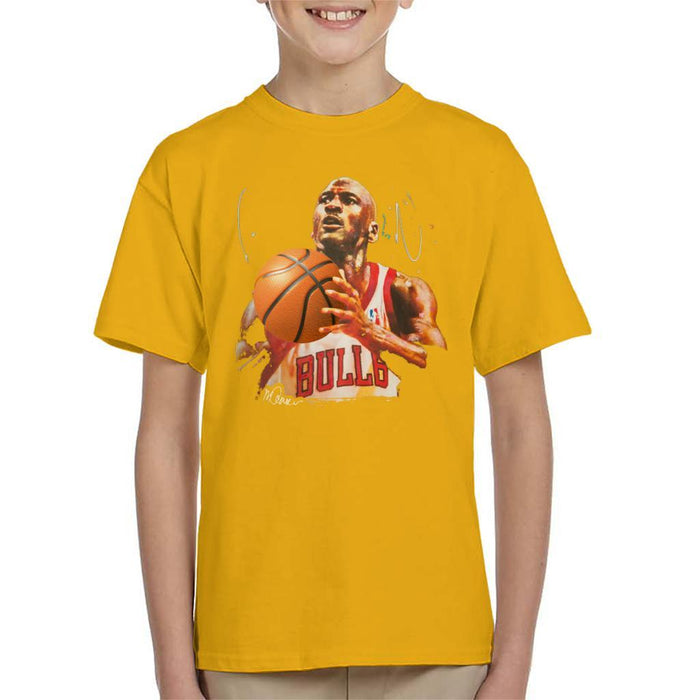 Sidney Maurer Original Portrait Of Michael Jordan Bulls White Jersey Kids T-Shirt - Kids Boys T-Shirt