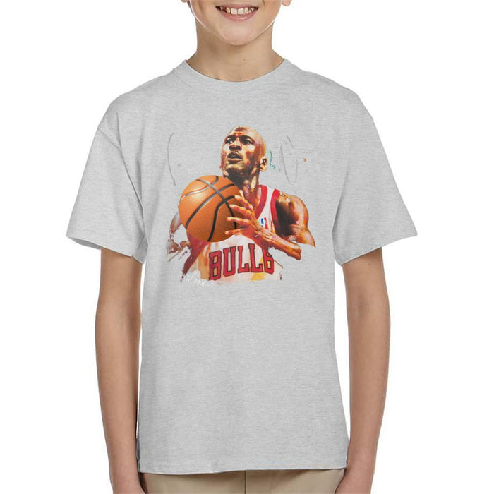 Sidney Maurer Original Portrait Of Michael Jordan Bulls White Jersey Kids T-Shirt - Kids Boys T-Shirt