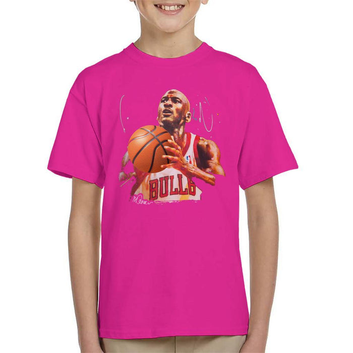 Sidney Maurer Original Portrait Of Michael Jordan Bulls White Jersey Kids T-Shirt - Kids Boys T-Shirt