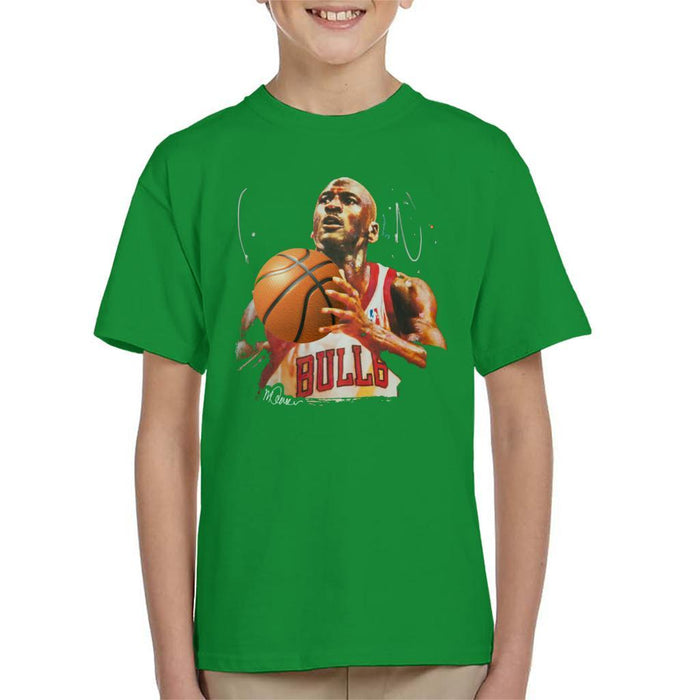 Sidney Maurer Original Portrait Of Michael Jordan Bulls White Jersey Kids T-Shirt - Kids Boys T-Shirt
