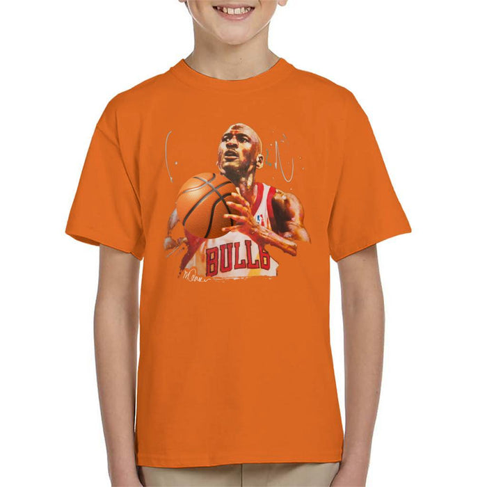 Sidney Maurer Original Portrait Of Michael Jordan Bulls White Jersey Kids T-Shirt - Kids Boys T-Shirt