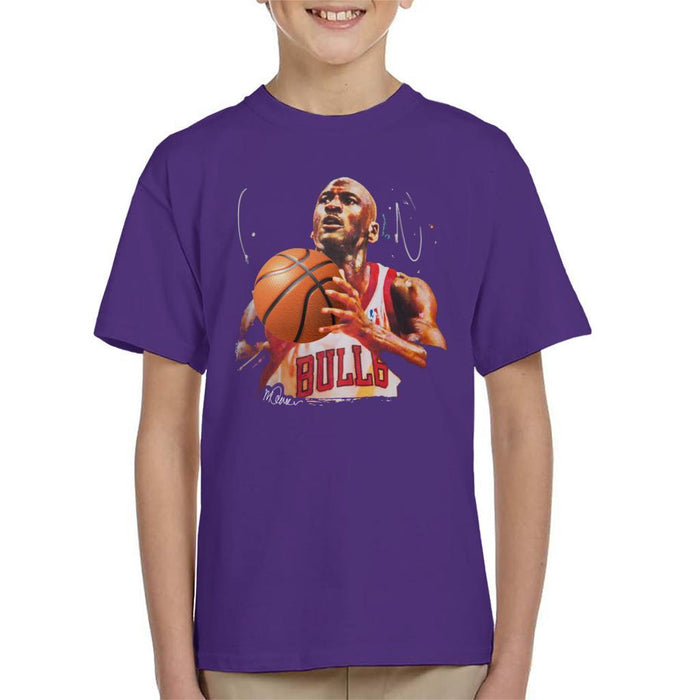 Sidney Maurer Original Portrait Of Michael Jordan Bulls White Jersey Kids T-Shirt - Kids Boys T-Shirt