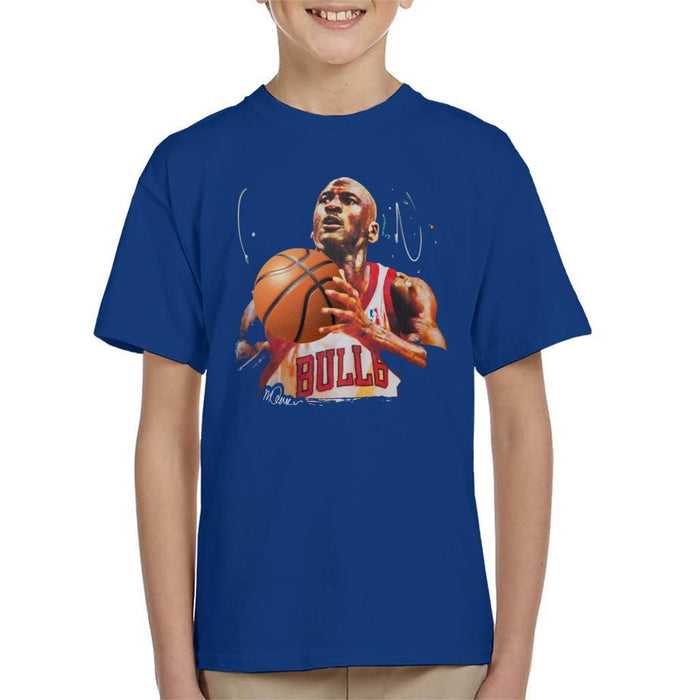 Sidney Maurer Original Portrait Of Michael Jordan Bulls White Jersey Kids T-Shirt - Kids Boys T-Shirt
