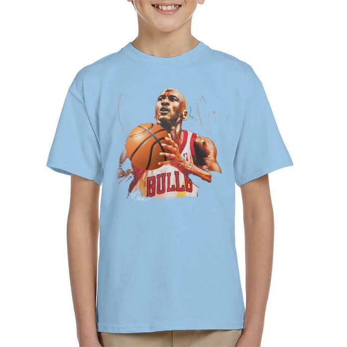 Sidney Maurer Original Portrait Of Michael Jordan Bulls White Jersey Kids T-Shirt - Kids Boys T-Shirt