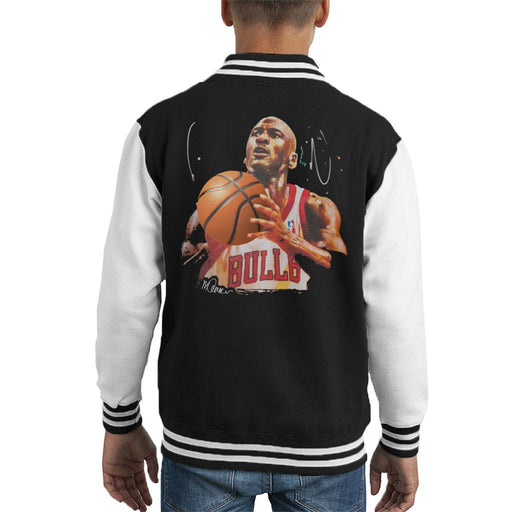 Sidney Maurer Original Portrait Of Michael Jordan Bulls White Jersey Kids Varsity Jacket - Kids Boys Varsity Jacket