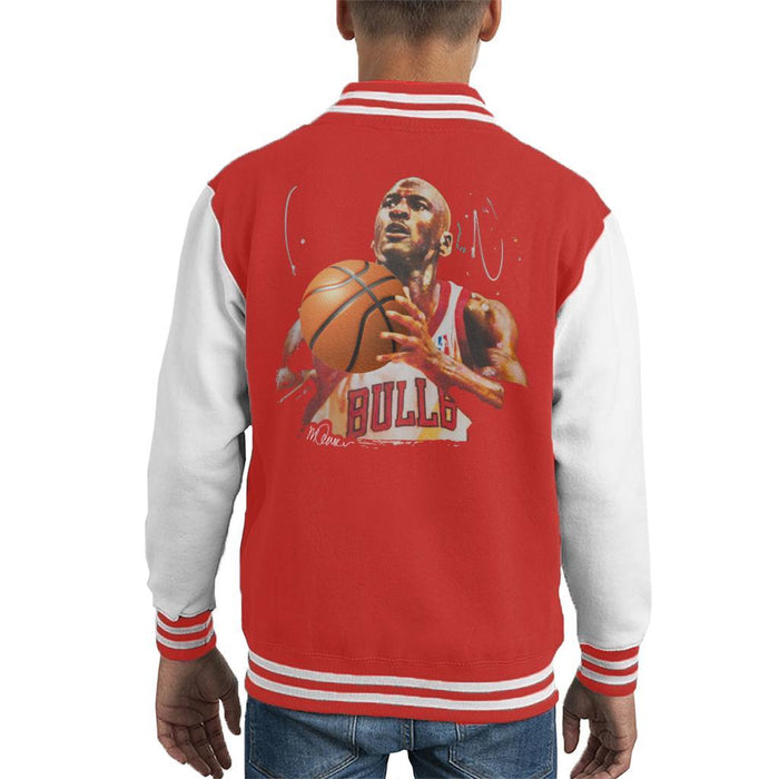 Sidney Maurer Original Portrait Of Michael Jordan Bulls White Jersey Kids Varsity Jacket - Kids Boys Varsity Jacket