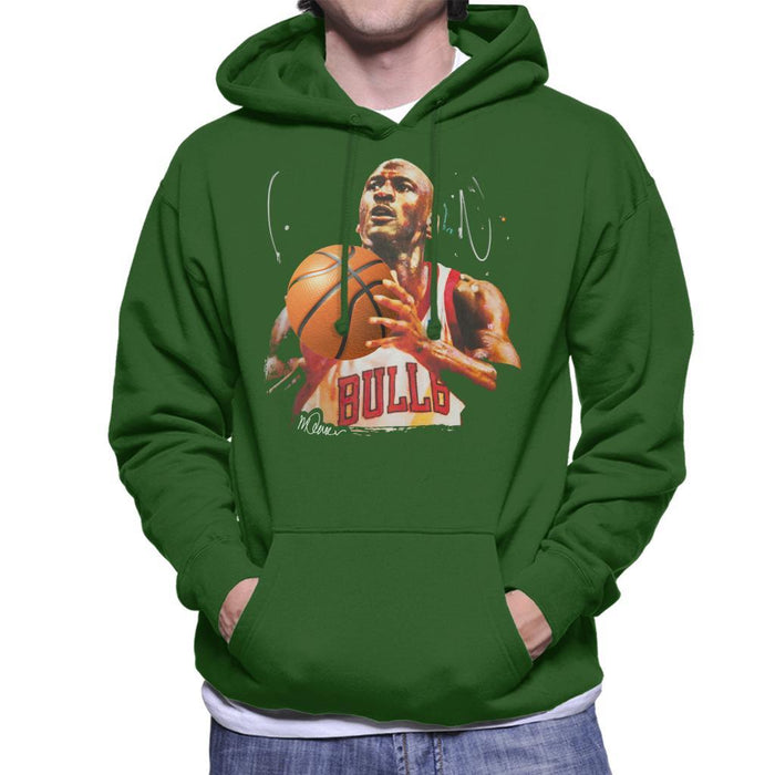 Sidney Maurer Original Portrait Of Michael Jordan Bulls White Jersey Mens Hooded Sweatshirt - Mens Hooded Sweatshirt
