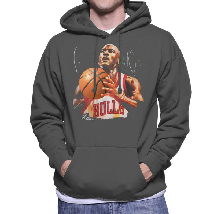 Sidney Maurer Original Portrait Of Michael Jordan Bulls White Jersey Mens Hooded Sweatshirt - Mens Hooded Sweatshirt