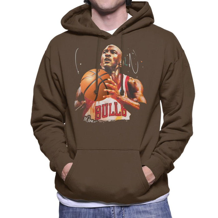 Sidney Maurer Original Portrait Of Michael Jordan Bulls White Jersey Mens Hooded Sweatshirt - Mens Hooded Sweatshirt
