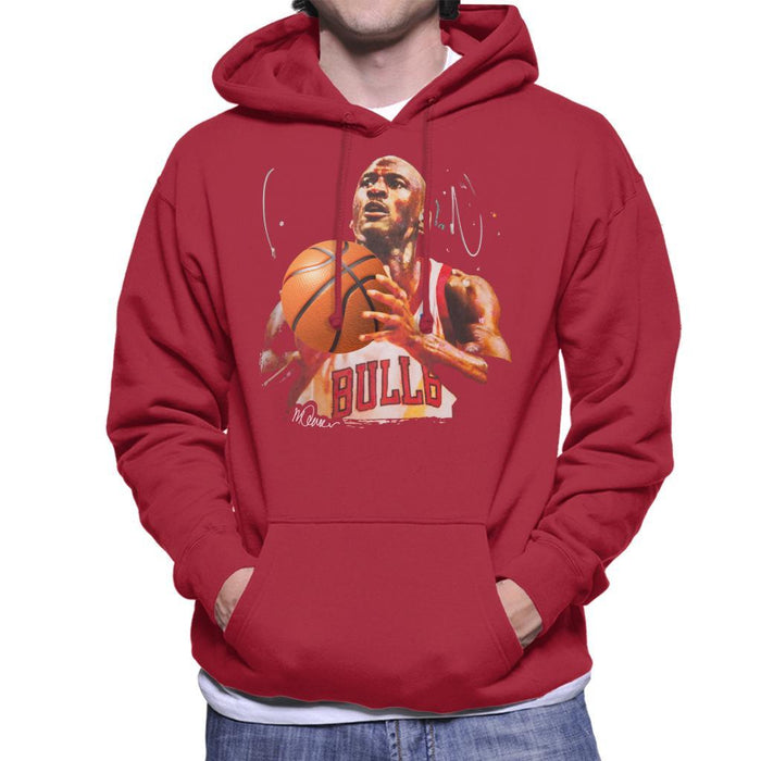 Sidney Maurer Original Portrait Of Michael Jordan Bulls White Jersey Mens Hooded Sweatshirt - Mens Hooded Sweatshirt
