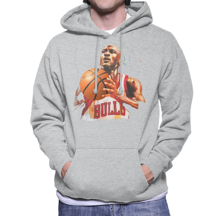 Sidney Maurer Original Portrait Of Michael Jordan Bulls White Jersey Mens Hooded Sweatshirt - Mens Hooded Sweatshirt