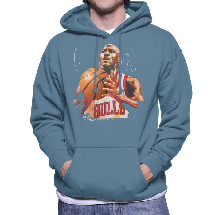 Sidney Maurer Original Portrait Of Michael Jordan Bulls White Jersey Mens Hooded Sweatshirt - Mens Hooded Sweatshirt