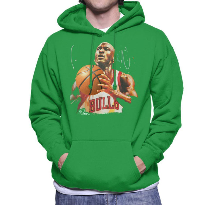 Sidney Maurer Original Portrait Of Michael Jordan Bulls White Jersey Mens Hooded Sweatshirt - Mens Hooded Sweatshirt