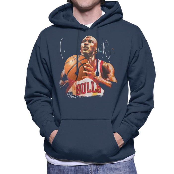 Sidney Maurer Original Portrait Of Michael Jordan Bulls White Jersey Mens Hooded Sweatshirt - Mens Hooded Sweatshirt