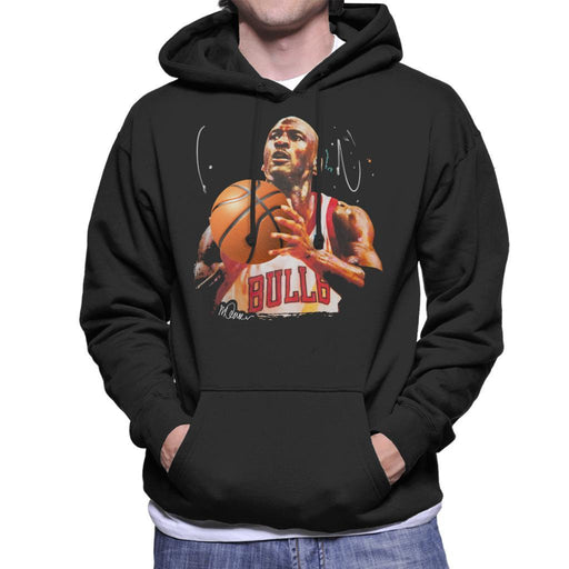 Sidney Maurer Original Portrait Of Michael Jordan Bulls White Jersey Mens Hooded Sweatshirt - Mens Hooded Sweatshirt