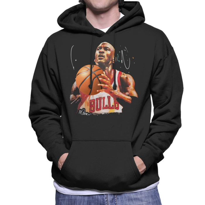 Sidney Maurer Original Portrait Of Michael Jordan Bulls White Jersey Mens Hooded Sweatshirt - Mens Hooded Sweatshirt