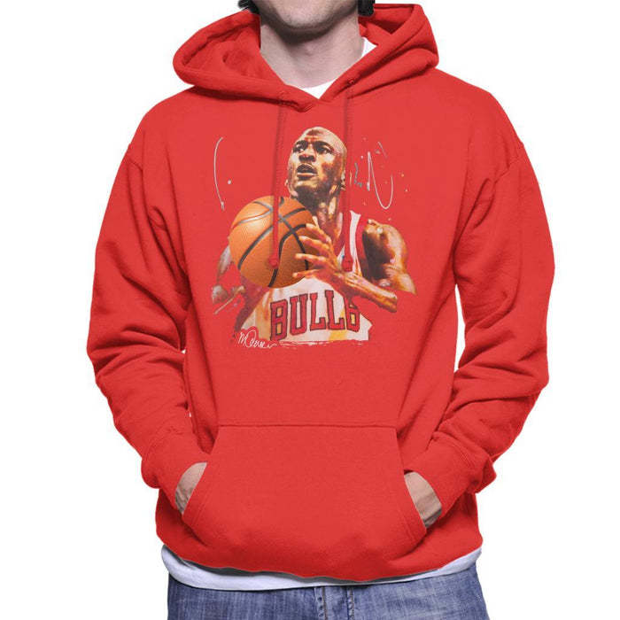 Sidney Maurer Original Portrait Of Michael Jordan Bulls White Jersey Mens Hooded Sweatshirt - Mens Hooded Sweatshirt