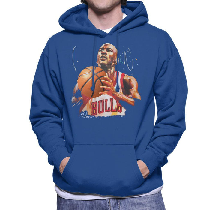 Sidney Maurer Original Portrait Of Michael Jordan Bulls White Jersey Mens Hooded Sweatshirt - Mens Hooded Sweatshirt