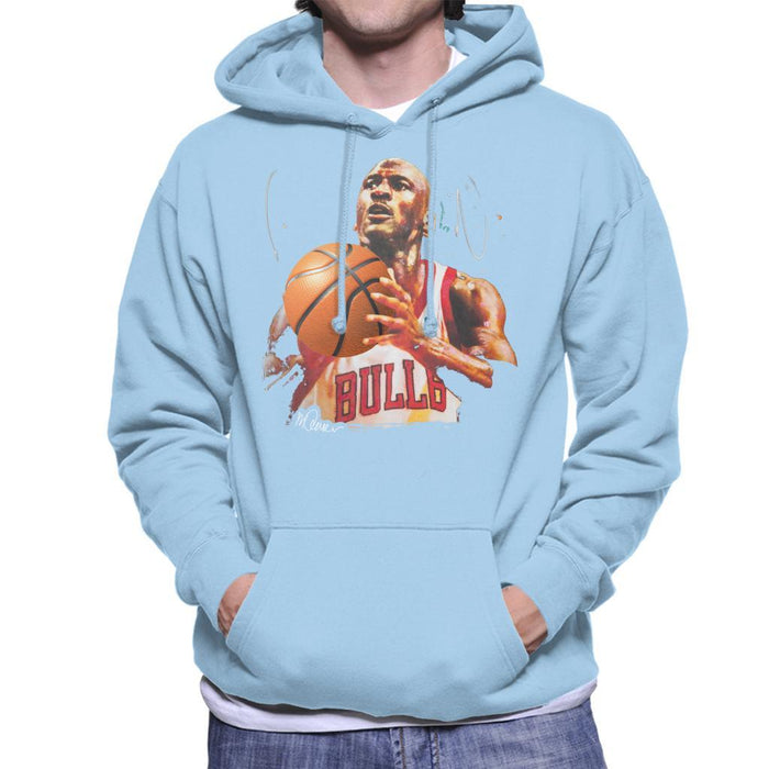 Sidney Maurer Original Portrait Of Michael Jordan Bulls White Jersey Mens Hooded Sweatshirt - Mens Hooded Sweatshirt