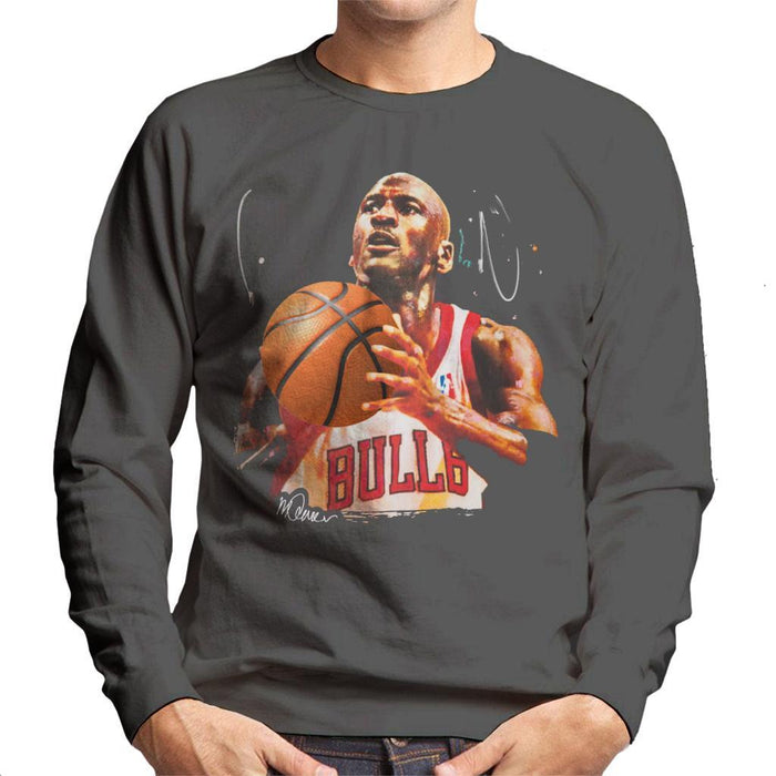 Sidney Maurer Original Portrait Of Michael Jordan Bulls White Jersey Mens Sweatshirt - Mens Sweatshirt