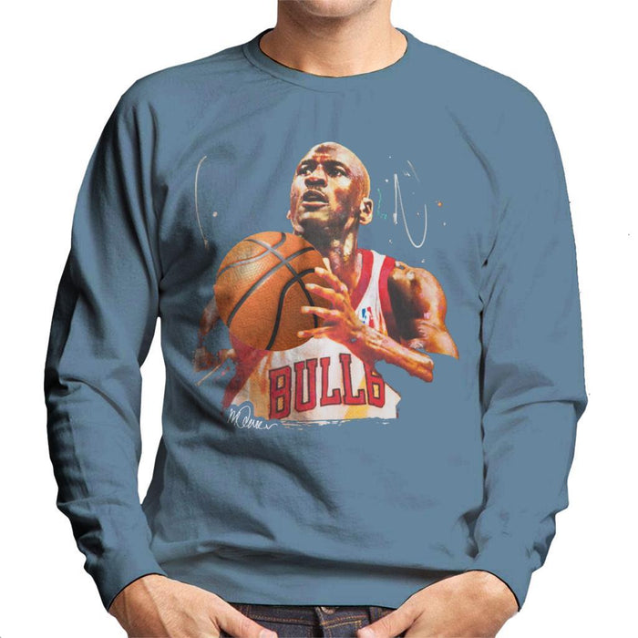 Sidney Maurer Original Portrait Of Michael Jordan Bulls White Jersey Mens Sweatshirt - Mens Sweatshirt