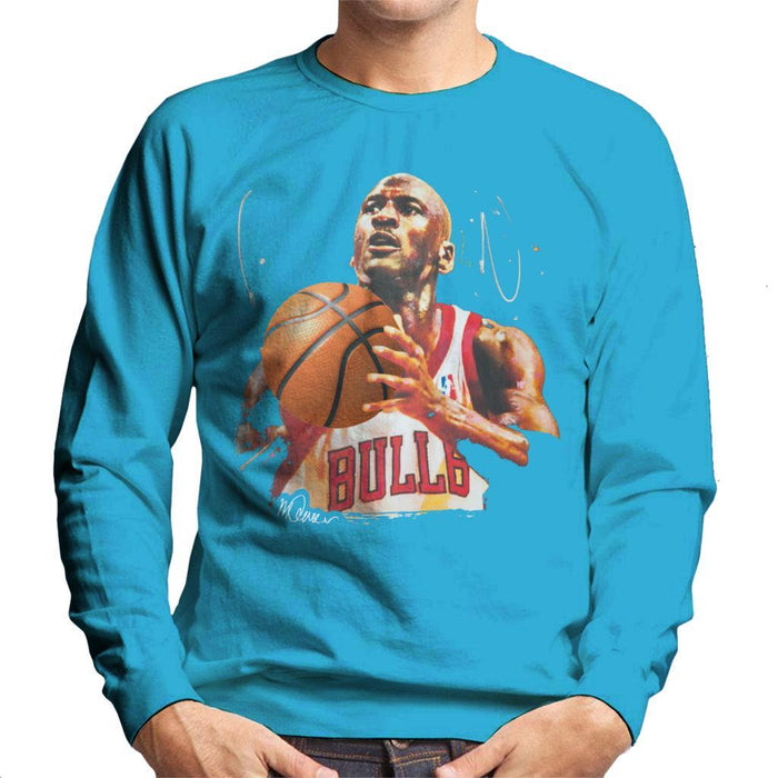 Sidney Maurer Original Portrait Of Michael Jordan Bulls White Jersey Mens Sweatshirt - Mens Sweatshirt