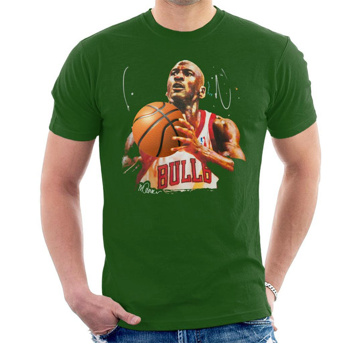 Sidney Maurer Original Portrait Of Michael Jordan Bulls White Jersey Mens T-Shirt - Mens T-Shirt