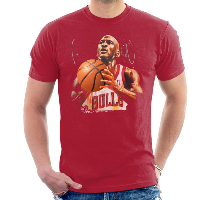 Sidney Maurer Original Portrait Of Michael Jordan Bulls White Jersey Mens T-Shirt - Mens T-Shirt