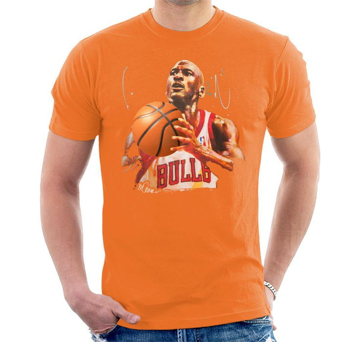 Sidney Maurer Original Portrait Of Michael Jordan Bulls White Jersey Mens T-Shirt - Mens T-Shirt