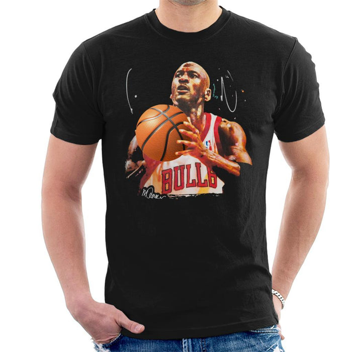 Sidney Maurer Original Portrait Of Michael Jordan Bulls White Jersey Mens T-Shirt - Mens T-Shirt