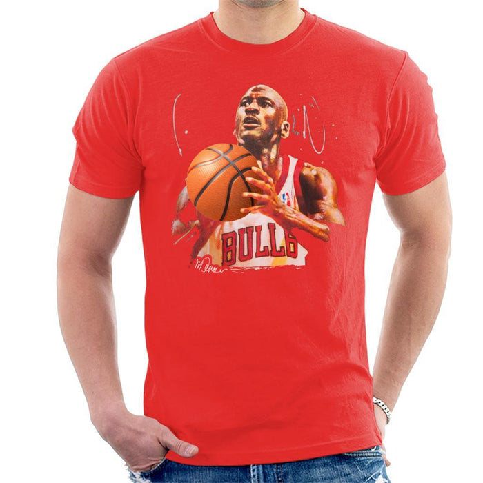 Sidney Maurer Original Portrait Of Michael Jordan Bulls White Jersey Mens T-Shirt - Mens T-Shirt