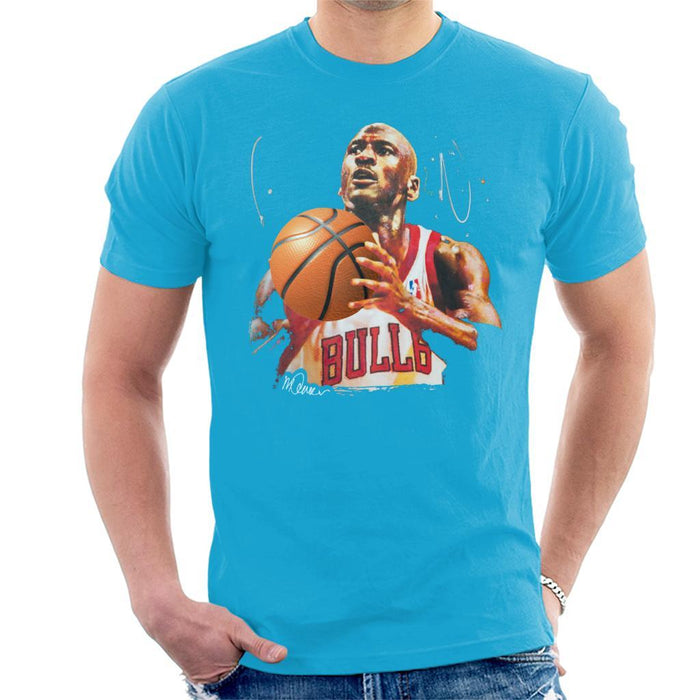 Sidney Maurer Original Portrait Of Michael Jordan Bulls White Jersey Mens T-Shirt - Mens T-Shirt