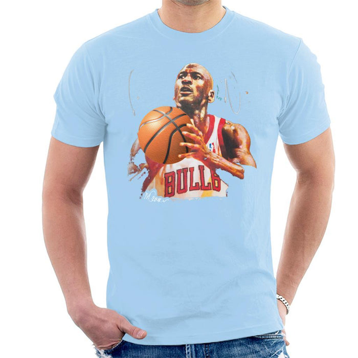 Sidney Maurer Original Portrait Of Michael Jordan Bulls White Jersey Mens T-Shirt - Mens T-Shirt