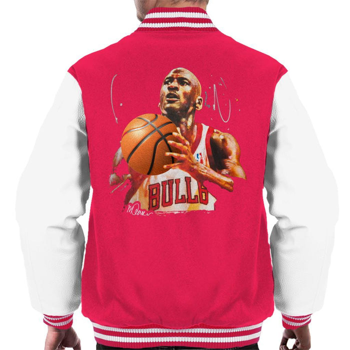 Sidney Maurer Original Portrait Of Michael Jordan Bulls White Jersey Mens Varsity Jacket - Mens Varsity Jacket