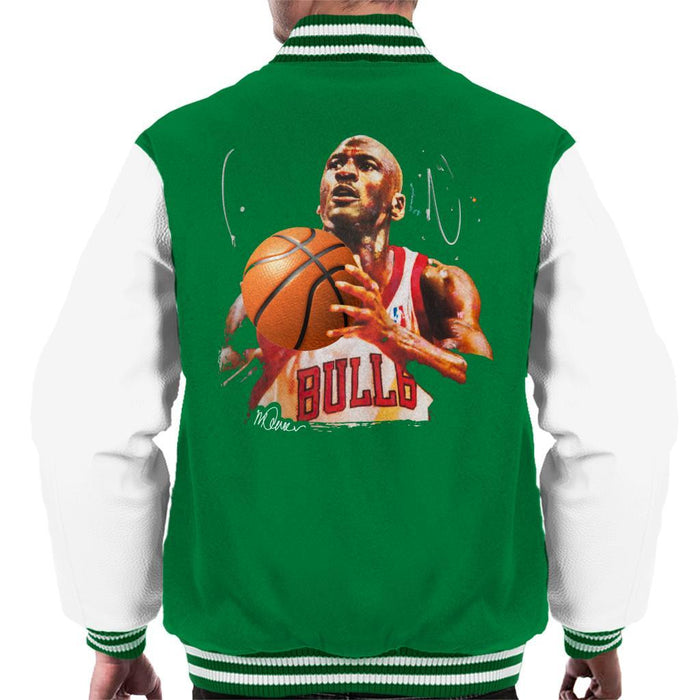 Sidney Maurer Original Portrait Of Michael Jordan Bulls White Jersey Mens Varsity Jacket - Mens Varsity Jacket