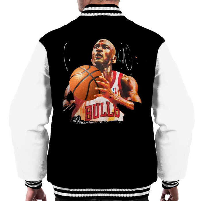 Sidney Maurer Original Portrait Of Michael Jordan Bulls White Jersey Mens Varsity Jacket - Mens Varsity Jacket