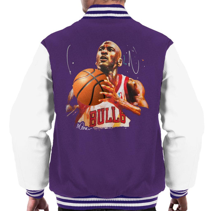 Sidney Maurer Original Portrait Of Michael Jordan Bulls White Jersey Mens Varsity Jacket - Mens Varsity Jacket